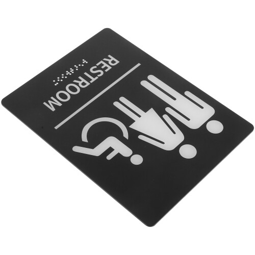 3Pièces Panneaux Wc Autoadhésifs En Noir Texte Braille 2