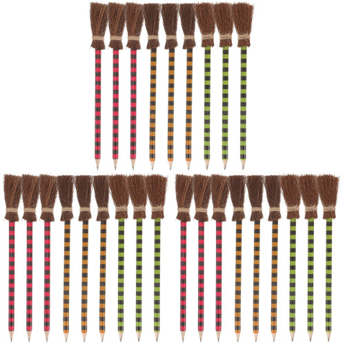 27Pièces Crayons Bois Thème Balai Colorés Pour Et 2