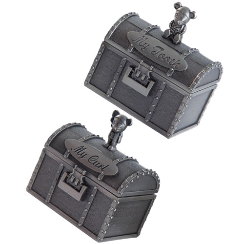 8Pcs Baby Teeth Keepsake Box Grey Alloy Sturdy Tooth Storage Holder