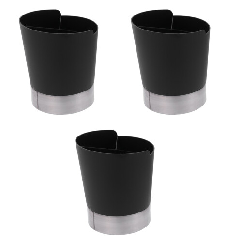 3Pcs Kitchen Utensil Organizer Black Plastic Stainless Steel 2