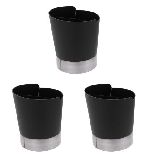 3Pcs Kitchen Utensil Organizer Black Plastic Stainless Steel 1