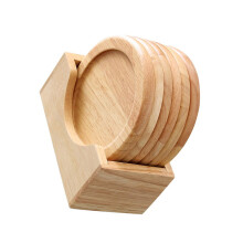 3Sets Wooden Cup Mats Khaki Round Drink Coasters for Home and Office
