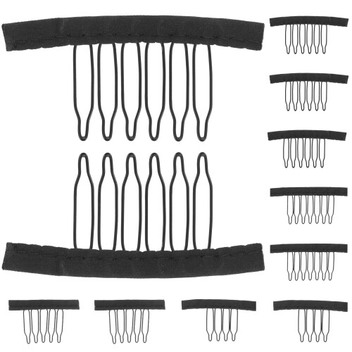 100Pcs Hair Net Fixing Clips Black Adjustable Lightweight Wig Combs