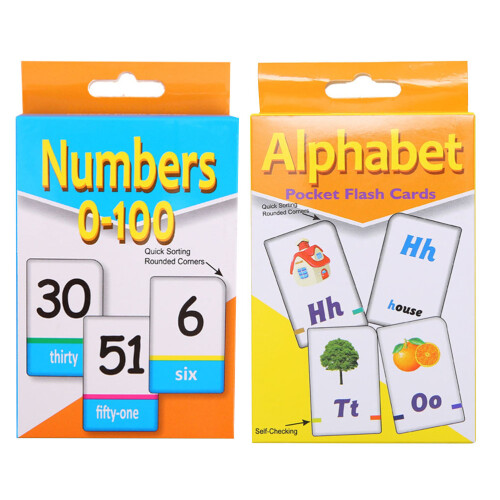 6Sets Alphabet and Number Flash Cards Early Learning for Kids Assorted