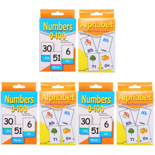 6Sets Alphabet and Number Flash Cards Early Learning for Kids Assorted 1