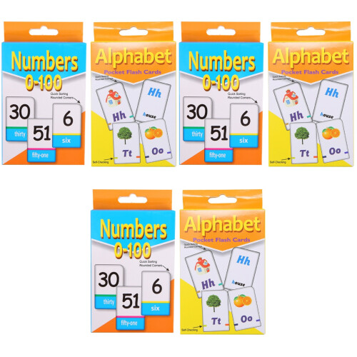 6Sets Alphabet and Number Flash Cards Early Learning for Kids Assorted 2