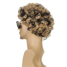 3Pcs Light Brown Men Short Curly Wig Wig for Men Durable Costume Use