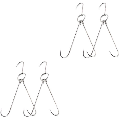 4Pcs Stainless Steel Meat Hooks Shaped Hooks Silver Rustproof 2