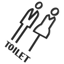 2Paires Panneaux Toilette Acrylique Noir Signalisation Salle Bain