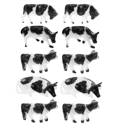 20Pcs Mini Black Cow Models for Educational Play and Home Decor