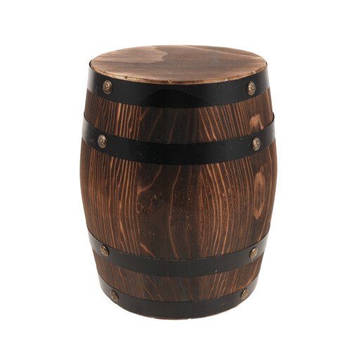 2Pcs Rustic Wine Barrel Stools Light Brown Outdoor Balcony Side Tables
