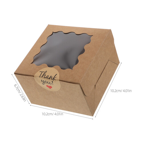 50Pcs Brown Paper Packaging Boxes with Window for Cookies and Cupcakes 1