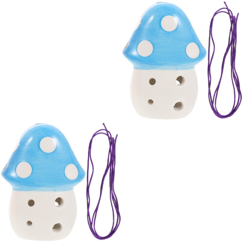 2Pcs Beginner 6-Hole Ceramic Ocarina for Kids Portable Sky- 2