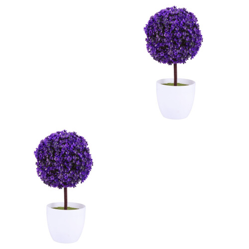 2Pcs Purple Plastic Flower Balls Artificial Plants Decorative Home Use 2