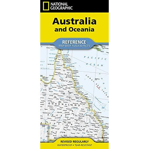 National Geographic Australia and Oceania Map Folded with Flags and Fa