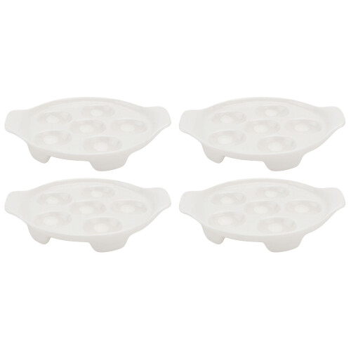 4Pièces Plat À Cuisson Blanc Céramique Pour Escargots Résistant Four 1