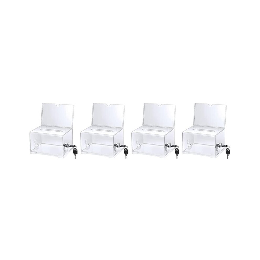 4 Pack Acrylic Donation Box With Lock, Clear Ballot Box With Sign Holder, Suggestion Box For Fundraising 6032856678861