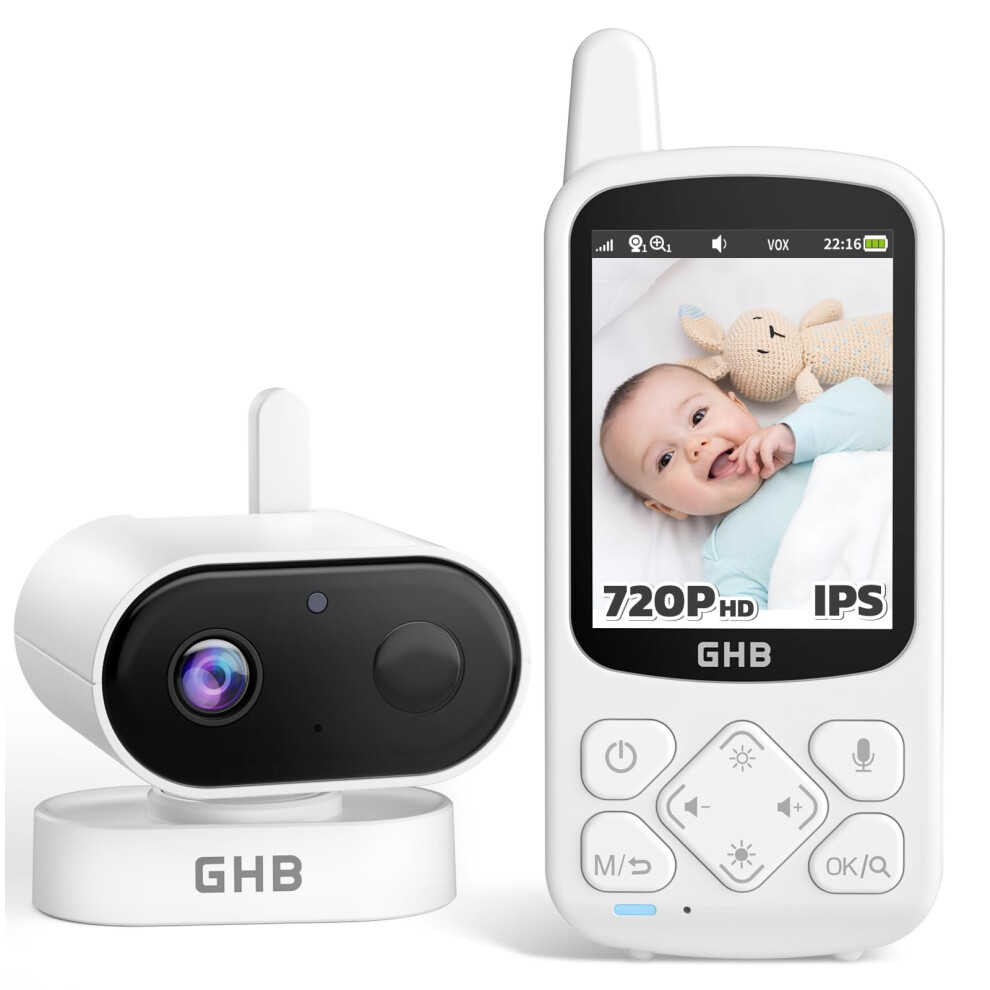 Ghb Baby Monitor With Camera And Night Vision, 2.8'' 720P Hd Video Baby Monitor,