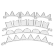 Lag utstansede stanser for utklippsbokelskere. Slipp løs kreativiteten din med trekantede, sirkelformede bannere i metall for DIY-kortlaging.