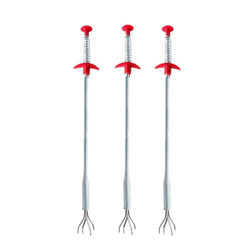9Pcs Red Silver Sink Cleaning Tool Iron Wire Drain Extractor