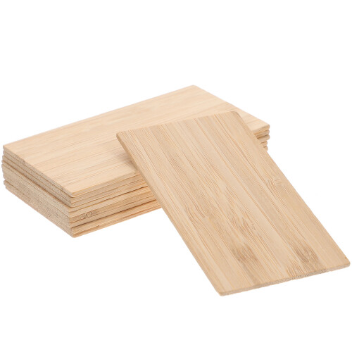 30Pcs Bamboo DIY Tags Rectangular Unfinished Khaki Cutouts for Crafts