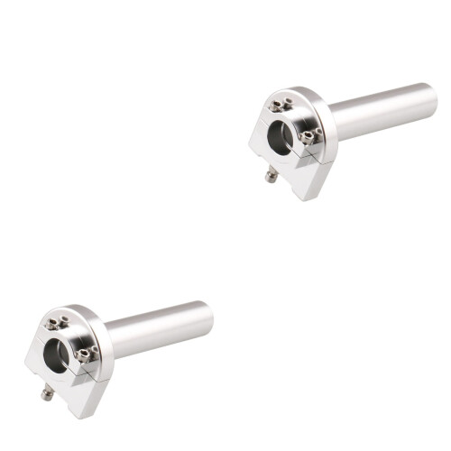 2Pcs Motorcycle Aluminum Throttle Grip Silver Universal 22Mm Handlebar 2