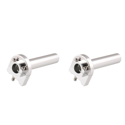 2Pcs Motorcycle Aluminum Throttle Grip Silver Universal 22Mm Handlebar 1