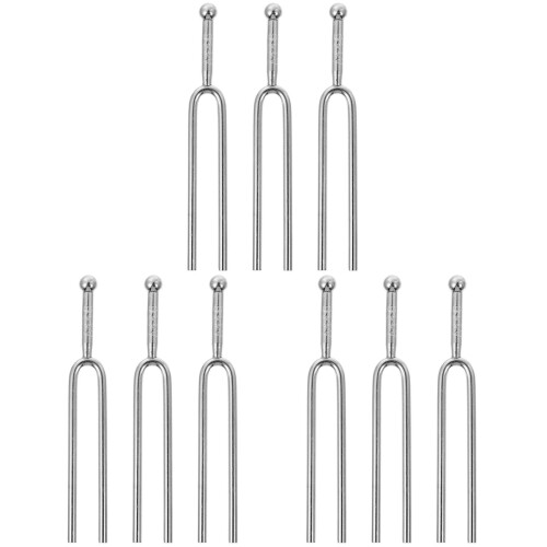 9Pcs Compact Silver 440Hz Tuning Forks for Guitar Tuning 1