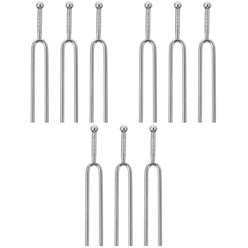 9Pcs Compact Silver 440Hz Tuning Forks for Guitar Tuning 2