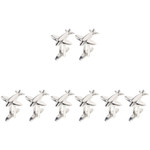 4Pairs Silver Copper Airplane Studs Men Cufflinks Classic Suit Decor 2
