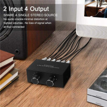 Bi-Directional 4-Way RCA Stereo Audio L/R Sound Channel Audio Switcher,2 in 4 Out or 4 in 2 Out Audio Splitter
