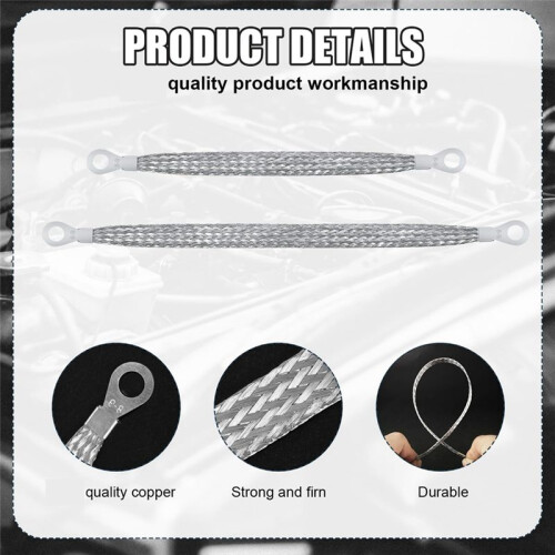 10pcs Universal Automotive Ground Straps,10/12inch Engine Ground Strap Kit Braided Copper Ground Straps 2