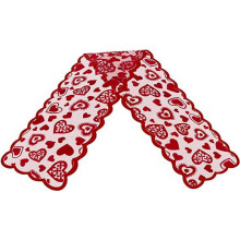 Valentines Day Decor Table Runner, 13 x 72Inch Red Lace Table Runner, Wedding Valentines Day Romantic Heart Table Runner