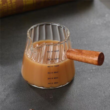 Tasses à Expresso avec Manche en Bois 6 Oz, Accessoires à Expresso, Pichet à Mousse de Lait, Tasse à Mesurer en Verre, Verre à Shot