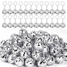50Pcs Disco Keychain, Mirror Disco Bulk Keyring Party Favors for 70s 80s Disco Party Supplies