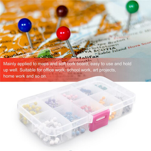 Map Tacks Push Pins Plastic  with Steel Point, 4mm, 500 Pieces 2