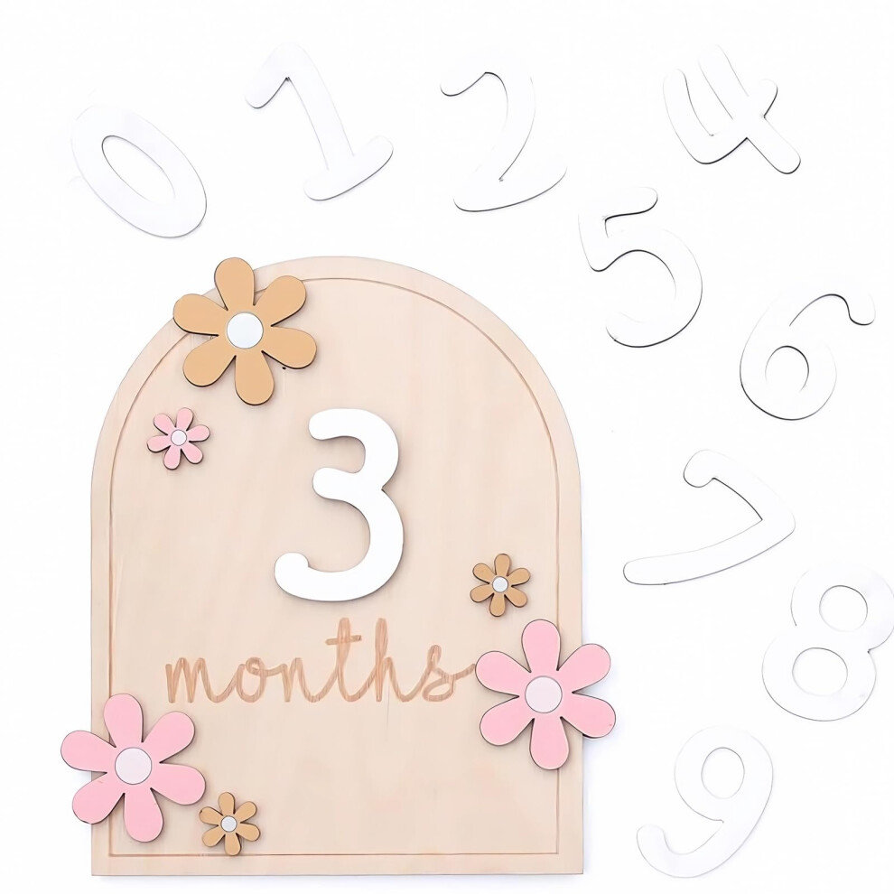Baby Monthly Milestone Cards, Wooden Baby Milestone With Glue Points Flower-Styled Milestone Babys Cards For Infants 0-12 Months Shower Growth Rfytdcf