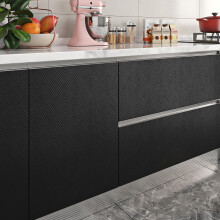 Papier Peint Adhésif Géométrique Noir 40cm x 2m - Revêtement Vinyle Imperméable pour Meuble Cuisine et Mur Décoration Moderne