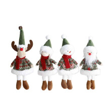 4PCS Christmas Decoration Fabric Doll Small Figurine Pendant Plush SantaClaussnowman Christmas Tree Decorations