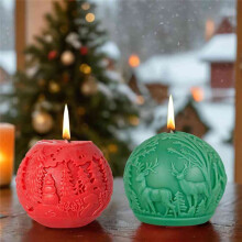 4PCS Christmas Day Snow Scene Candle Molds Silicone Mould for Relief Sphere Plaster Making Handmade Soap