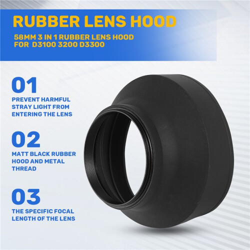58Mm 3-I-1 Gummiglasskydd för    D3100 3200 D3300 1