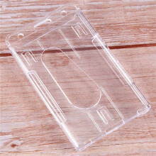 1x Vertical Hard Plastic Badge Holder Double Card ID Multi Transparent 10x6cm