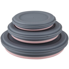 3Pcs / Set Bol DéFinit Silicone Pliant Lunch Box Pliant Bol Portable Silicone Bol Pliant Bol de Salade Pliable avec Couvercle Rose