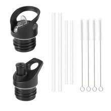 Sportsvattenflaska Halmlock, 12 Oz, 18 Oz, 21 Oz, 24 Oz Läckagesäker Halmlock, Fliplock, 4 Sugrör, 4 Rengöringsborstar