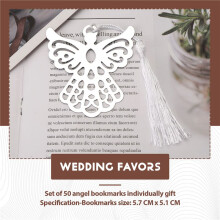 Favor de Marcador de áNgel de Metal de 50 Piezas con Borla de Seda Elegante Favor de Fiesta de Boda Regalo en Caja para Amantes de los Libros