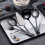 6-Piece Serving Flatware Silverware Set, Serving Utensil Set,Include Cake Server, Slotted Serving Spoon Black 6