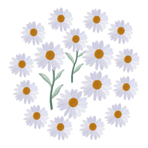 17Pcs Daisy Flower Embroidered Patch Iron/Sew  Applique for Dress Backpack Jacket (White) 1
