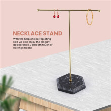 Jewelry Stand Display Necklace Holder T-Bar Plated Metal Tabletop Jewelry Organizer Tower for Show Jewelry Hanging A
