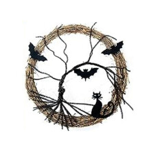 Halloween-KräNze für die HaustüR, Halloween-Kranz, Fledermaus- und Schwarze Katzen-Dekoration, Halloween-TüRkranz-Dekoration