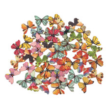 50Pcs 2 Holes Mixed Butterfly Wooden Button Sewing Scrapbooking DIY